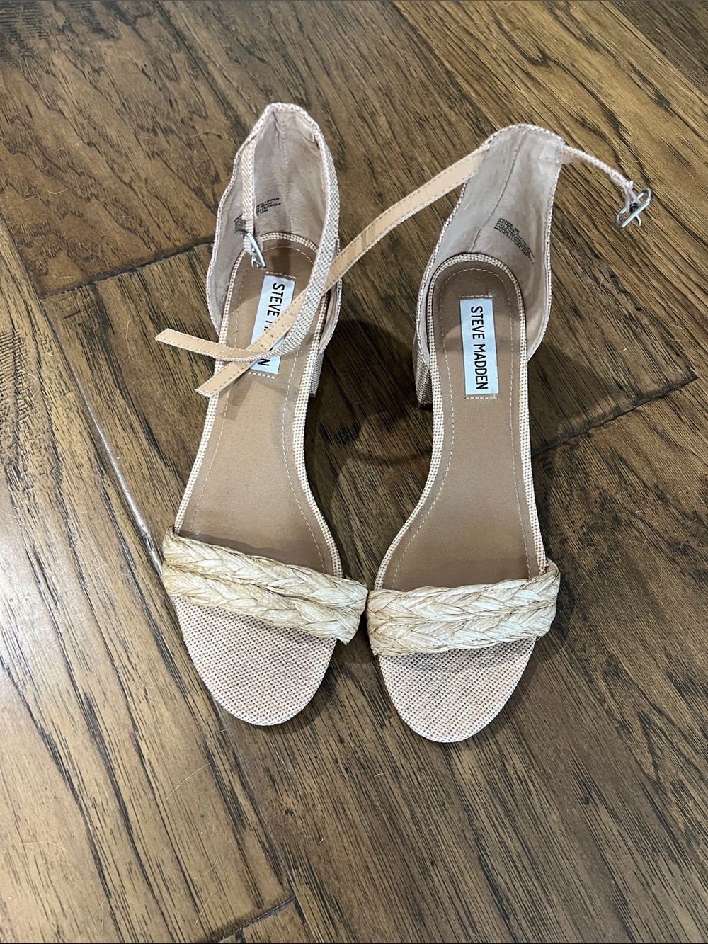Steve Madden Nude Braided Espadrille Ankle Strap Heels